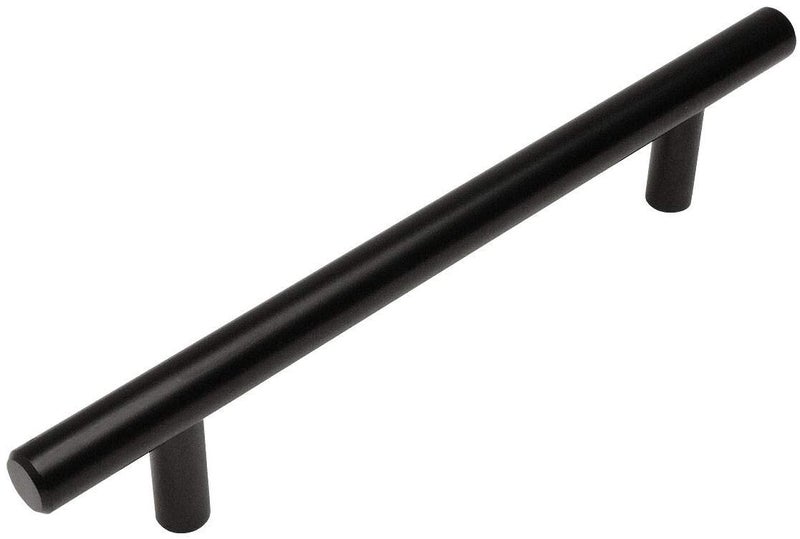 Cosmas 10 Pack 305-160FB Flat Black Cabinet Hardware Euro Style Bar Handle Pull - 6-5/16" Inch (160mm) Hole Centers, 8-11/16" Overall Length